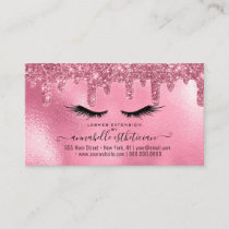 Glitter Pink Eyelash Extension Loyalty Business Card