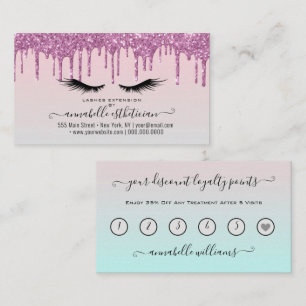 Glitter Pink Eyelash Extension Loyalty Business Card