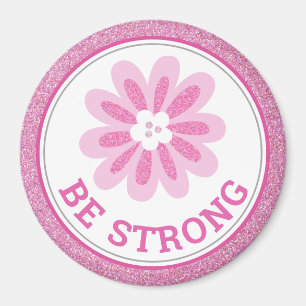 Glitter Pink Flower Breast Cancer Awareness Design Magnet