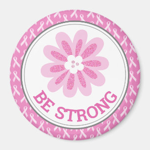 Glitter Pink Flower Breast Cancer Awareness Design Magnet