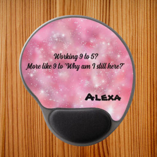 Glitter Pink Girl Funny Quotes Custom Name  Gel Mouse Pad