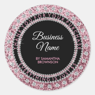 Glitter Pink Girly Jewelry Bling Classic Round Sticker