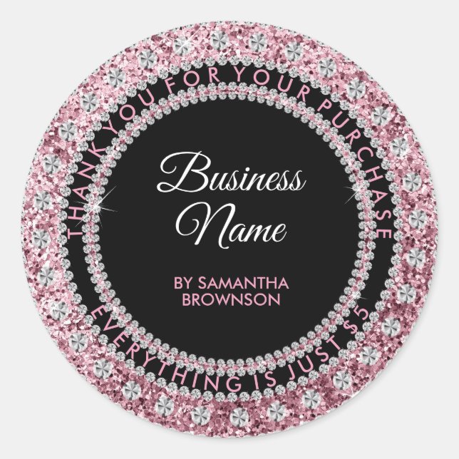 Glitter Pink Girly Jewelry Bling Classic Round Sticker (Front)