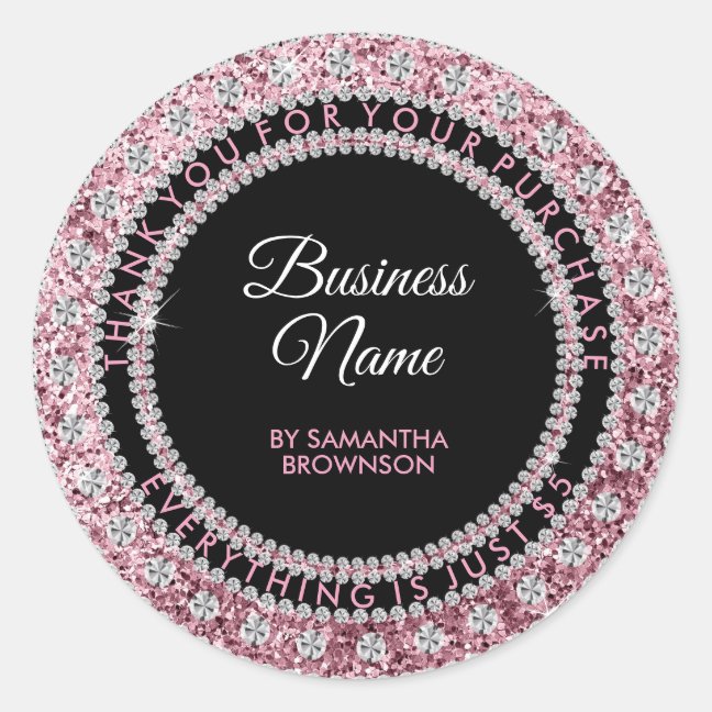 Glitter Pink Girly Jewelry Bling Classic Round Sticker