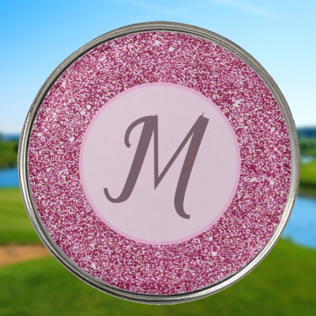 Glitter pink glam elegant custom monogram ladies  golf ball marker (Creator Uploaded)