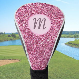 Glitter pink glam elegant custom monogram ladies golf head cover