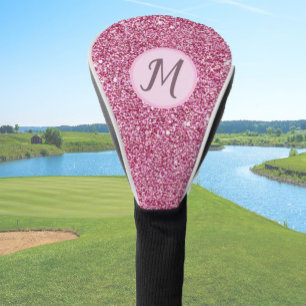 Glitter pink glam elegant custom monogram ladies golf head cover