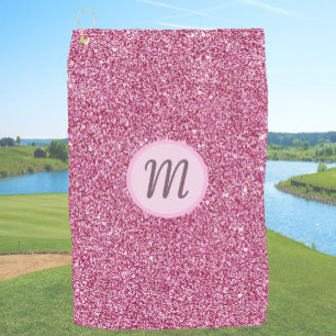 Glitter pink glam elegant custom monogram ladies golf towel