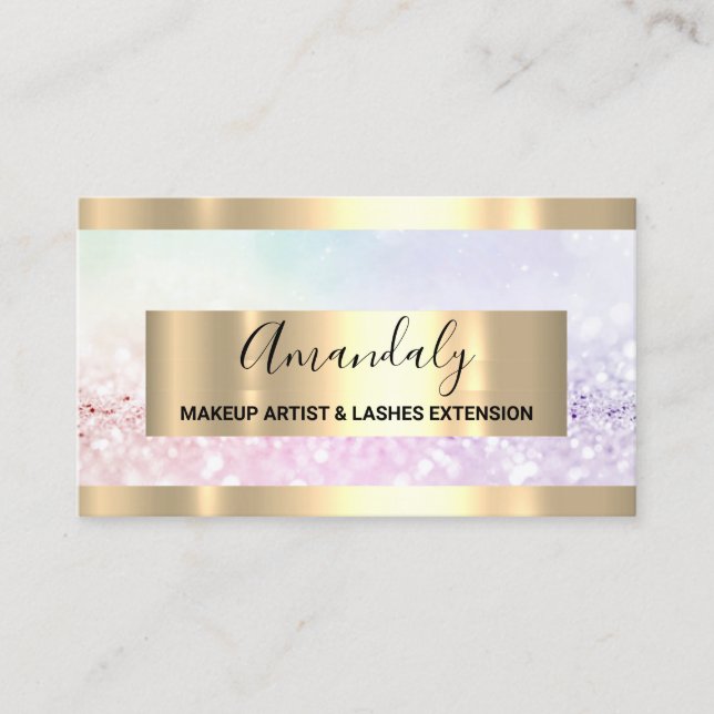 Glitter Pink Gold Framed Event Planner QR Code Business Card (Front)