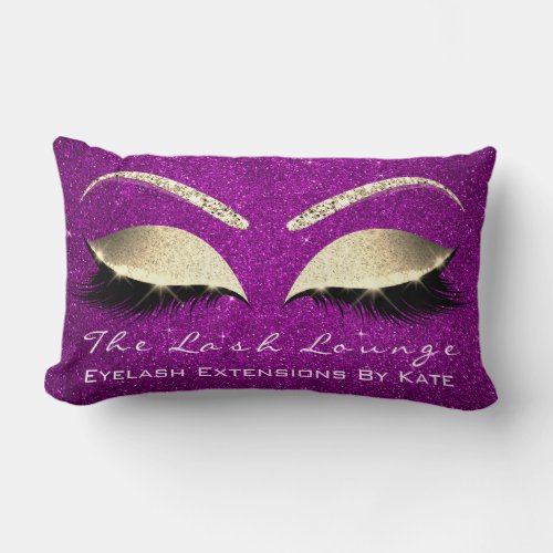 Glitter Pink Gold Makeup Eye Lashes Beauty Studio Lumbar Pillow