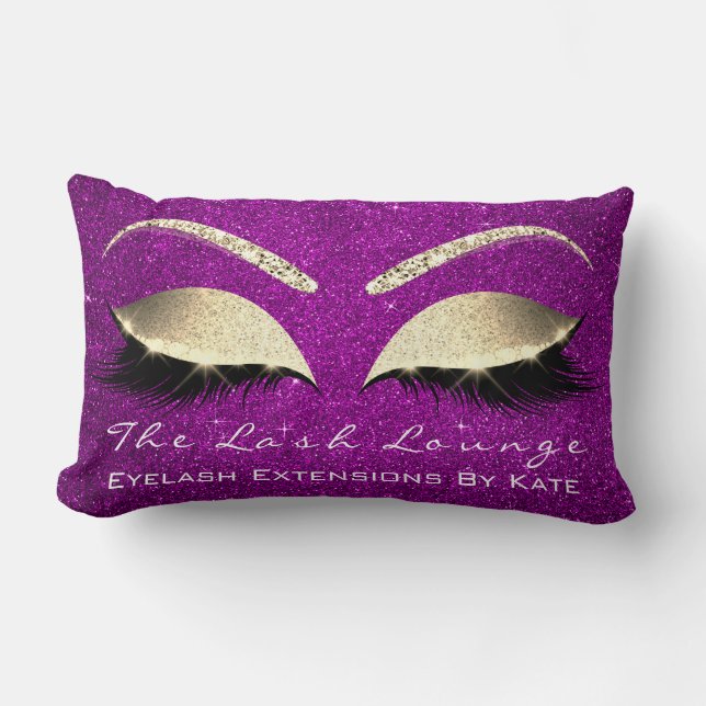 Glitter Pink Gold Makeup Eye Lashes Beauty Studio Lumbar Pillow (Front)