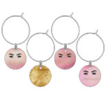 Glitter Pink Green Eyes Eye Lashes Hello Wine Charm