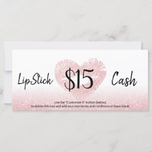 Glitter Pink Heart Lips Makeup Artist Cash