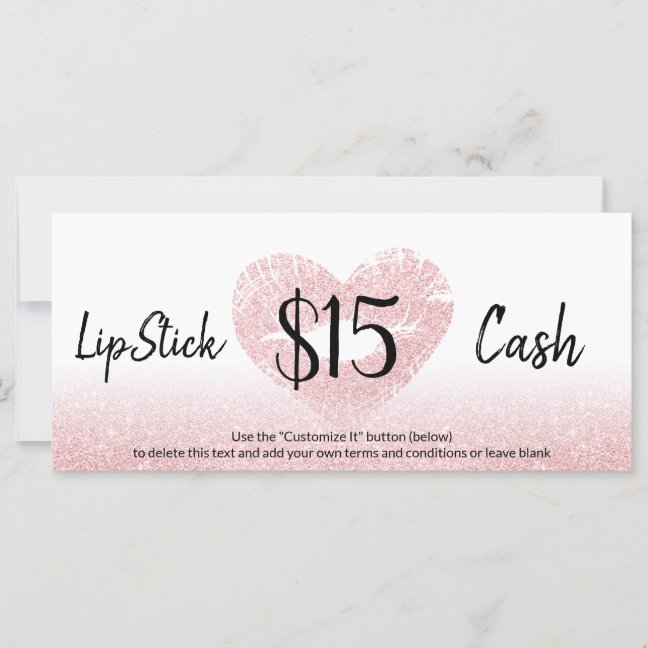Glitter Pink Heart Lips Makeup Artist Cash