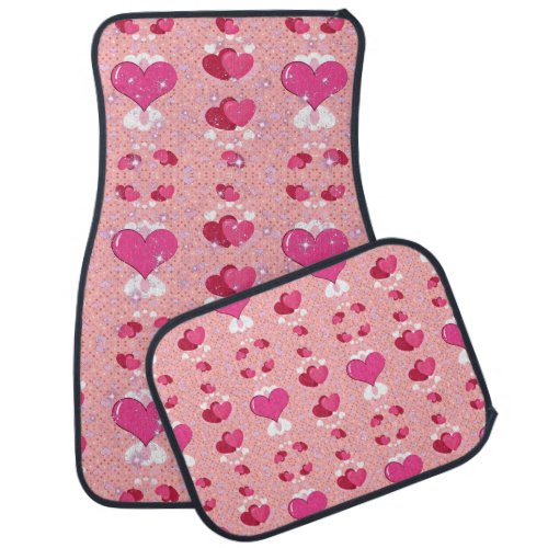 glitter pink heart vibrant romantic wallpaper car floor mat