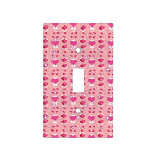 glitter pink heart vibrant romantic wallpaper light switch cover