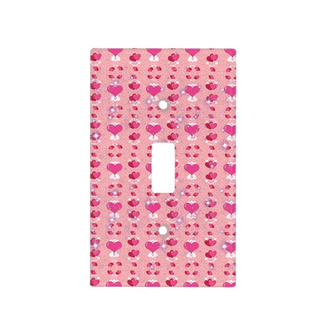 glitter pink heart vibrant romantic wallpaper light switch cover (Front)