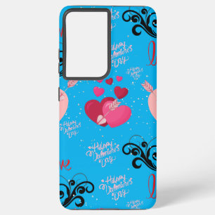 glitter pink heart vibrant romantic wallpaper samsung galaxy s21 ultra case