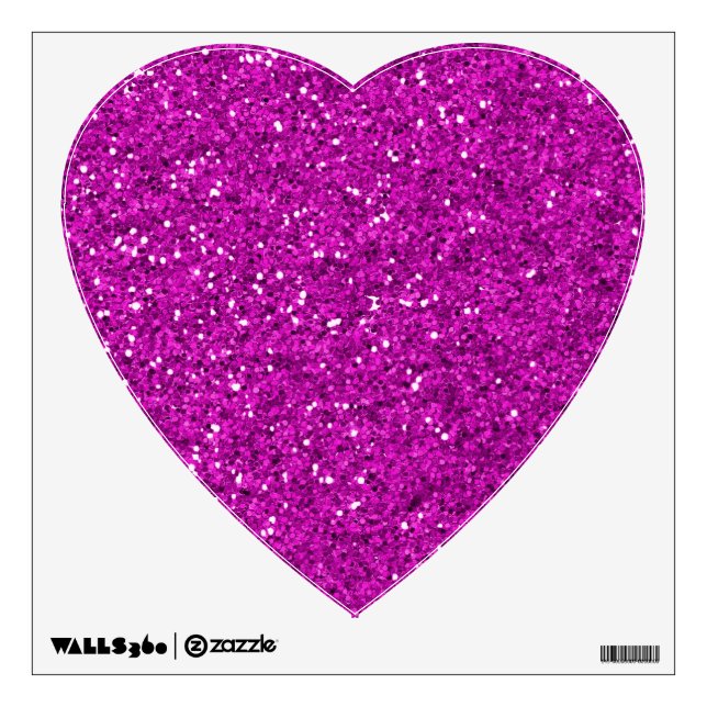 Glitter Pink Heart Wall Sticker (Front)