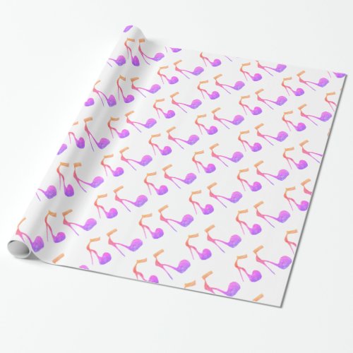 Glitter Pink  High Heel Shoes Wrapping Paper