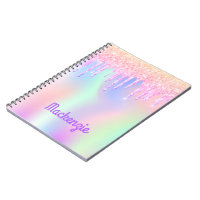 Sketchbook unicorn glitter pink iridescent name notebook