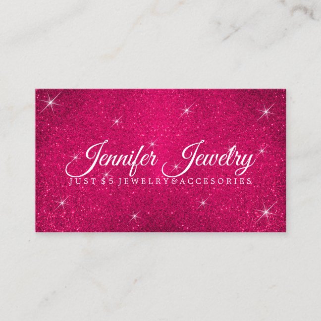 Glitter Pink Jewelry Business Card