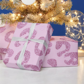 Glitter Pink Leopard Pattern Wrapping Paper