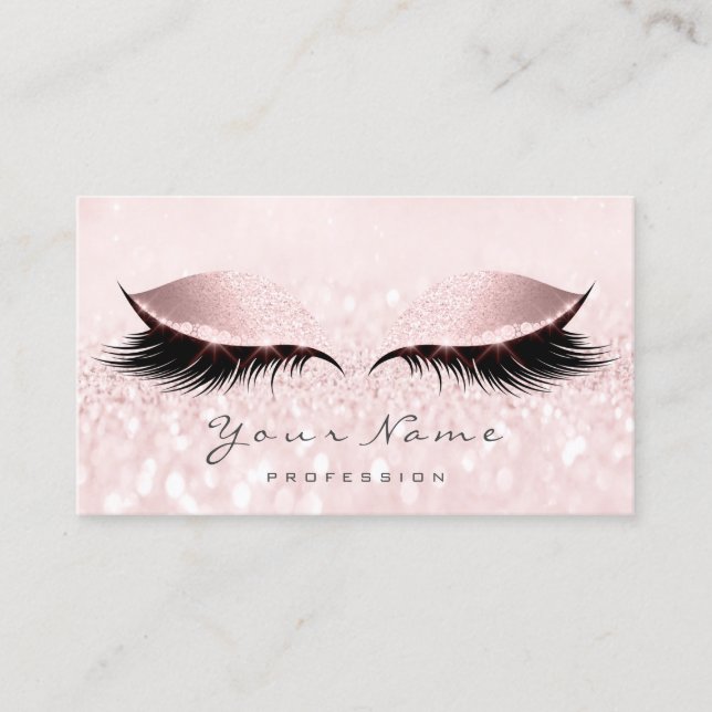 Glitter Pink Loyalty Card Makeup Artist Lashes 10 (Front)