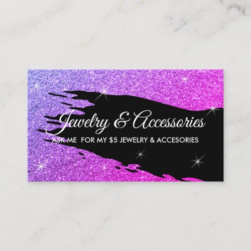 Glitter Pink Luminous 5 dollar jewelry Business Card