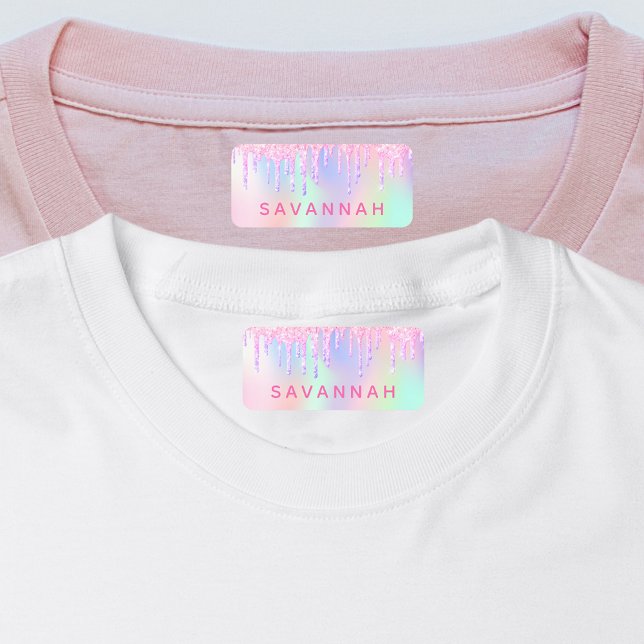 Glitter pink magical rainbow holographic clothing labels (Creator Uploaded)