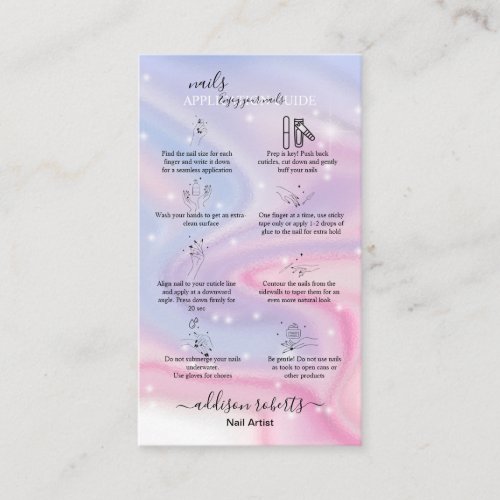 Glitter Pink Marble Spla  Nails Application Guide  Business Card