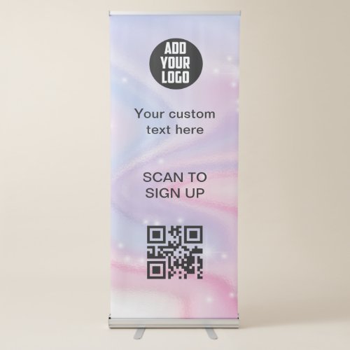 Glitter Pink Marble Splash Liquid Retractable Banner