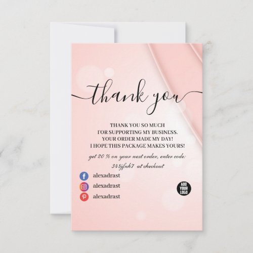 Glitter Pink Marble Splash Liquid Thank You Card