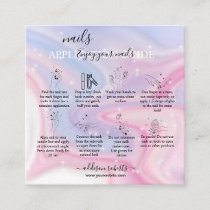Glitter Pink Marble Splash Nail Application Guide Square Business Card