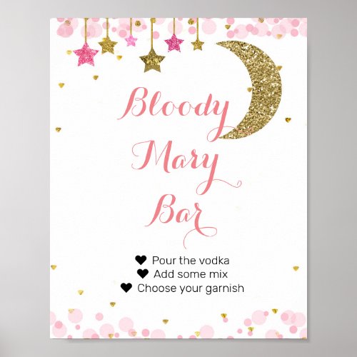 Glitter pink moon Watercolor Bloody Mary Bar Sign