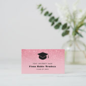 Glitter Pink Ombre Chic Graduation cap Name Insert (Standing Front)