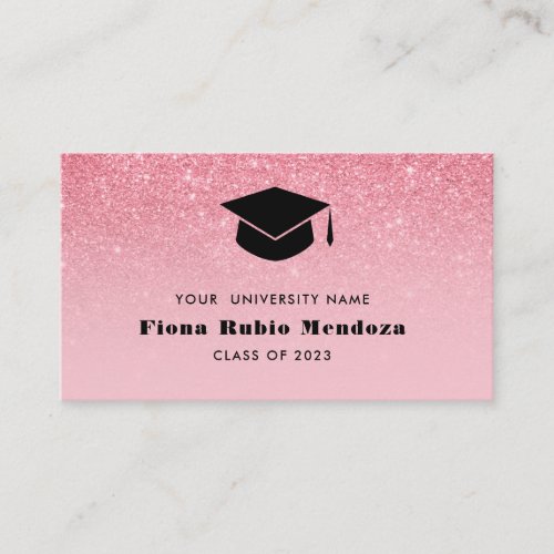 Glitter Pink Ombre Chic Graduation cap Name Insert