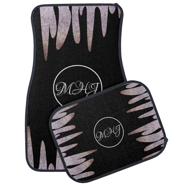 Glitter Pink Ombre Dripping  Car Floor Mat (Set)