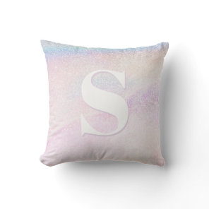 Glitter Pink Ombre Unicorn Princess Monogrammed Throw Pillow