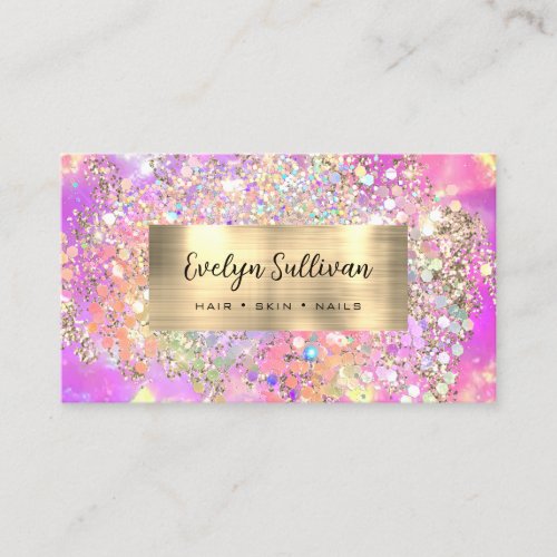 Glitter pink opal business card