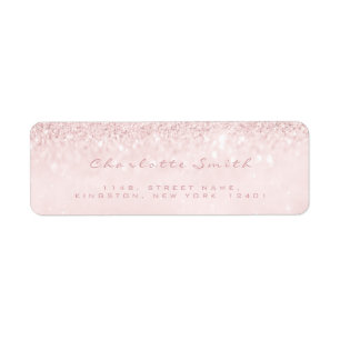 Glitter Pink Pastel Girly RSVP Return Address Label