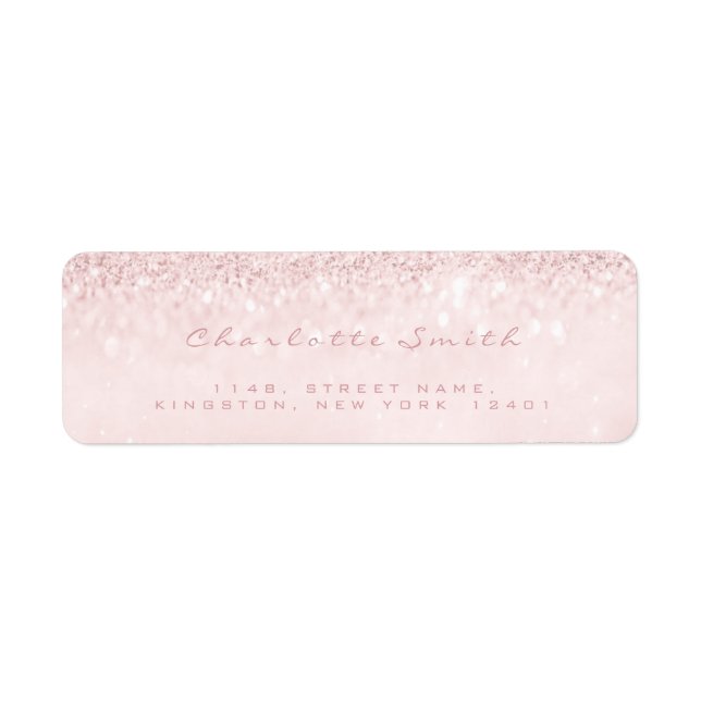 Glitter Pink Pastel Girly RSVP Return Address Label (Front)