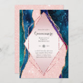 Glitter Pink QUINCEANERA - AGATE Rose Gold Invitation (Front/Back)