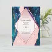 Glitter Pink QUINCEANERA - AGATE Rose Gold Invitation (Standing Front)