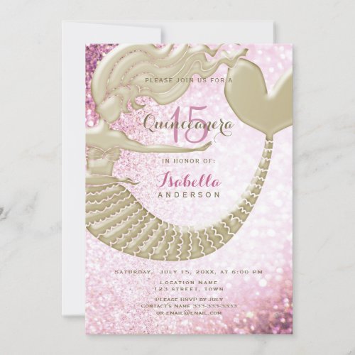 Glitter Pink Quinceanera Invitation