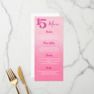Glitter Pink Quinceñera Table Menu