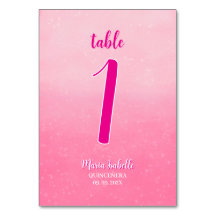 Glitter Pink Quinceñera Table number