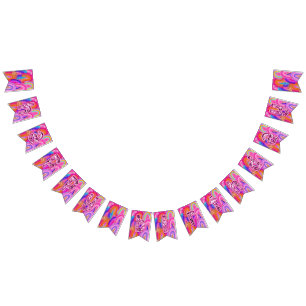 Glitter Pink Rainbow Gold Happy Birthday Bunting Flags
