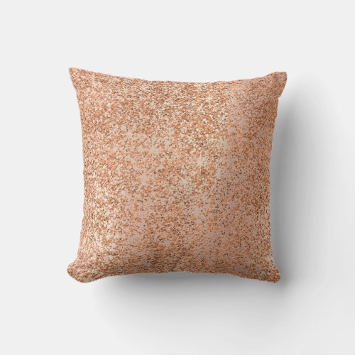 Glitter Pink Rose Gold Blush Sparkly Copper Stars Throw Pillow