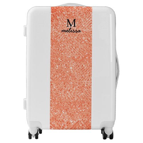 Glitter Pink Rose Gold Sparkle Name Initial Luggage